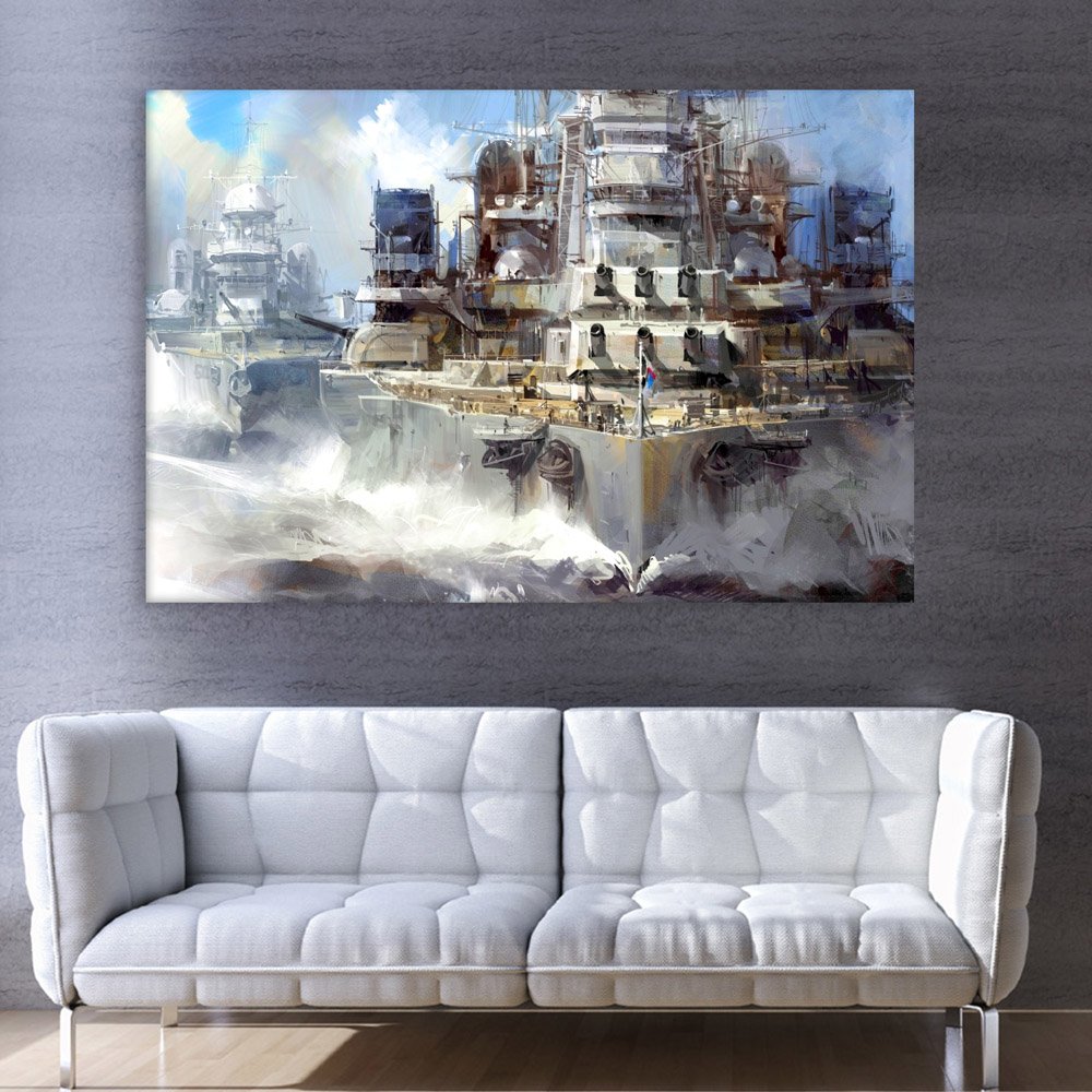 Ready to Rock the Boat? Sail Away with This Ship-in-Ocean Abstract Canvas - 91x61cm Unframed Art